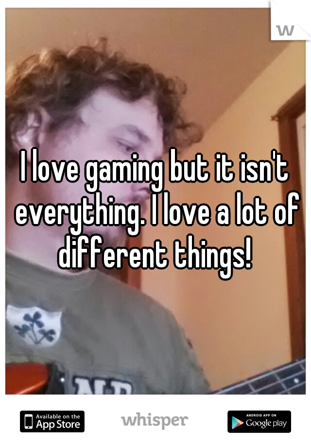 I love gaming but it isn't everything. I love a lot of different things! 