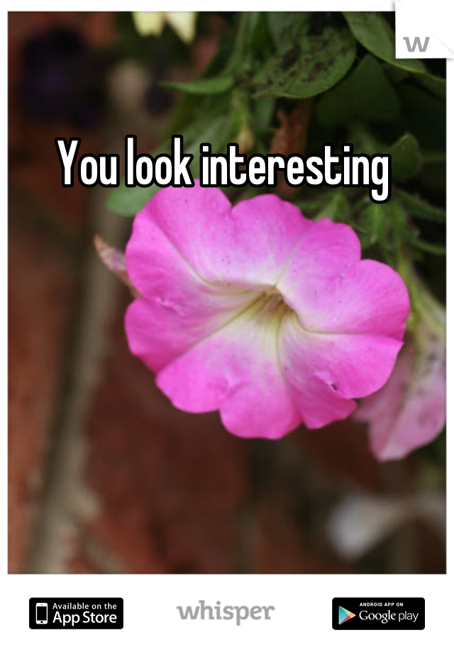 You look interesting 
