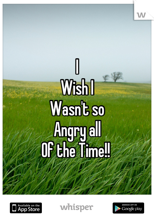 I 
Wish I 
Wasn't so
Angry all
Of the Time!! 