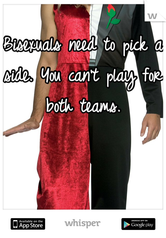 Bisexuals need to pick a side. You can't play for both teams.