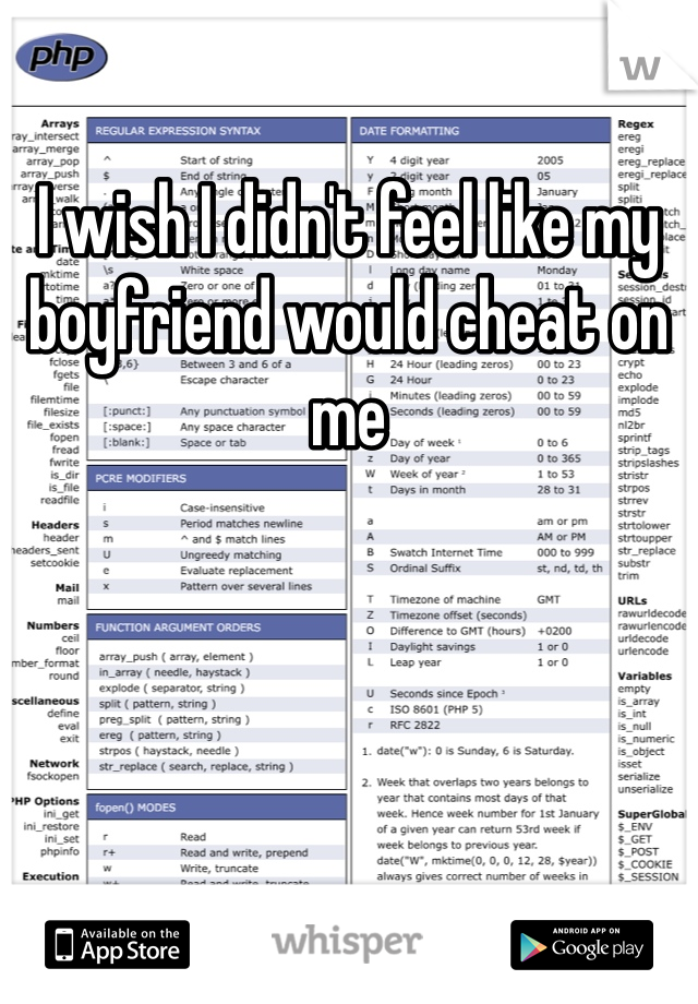 I wish I didn't feel like my boyfriend would cheat on me