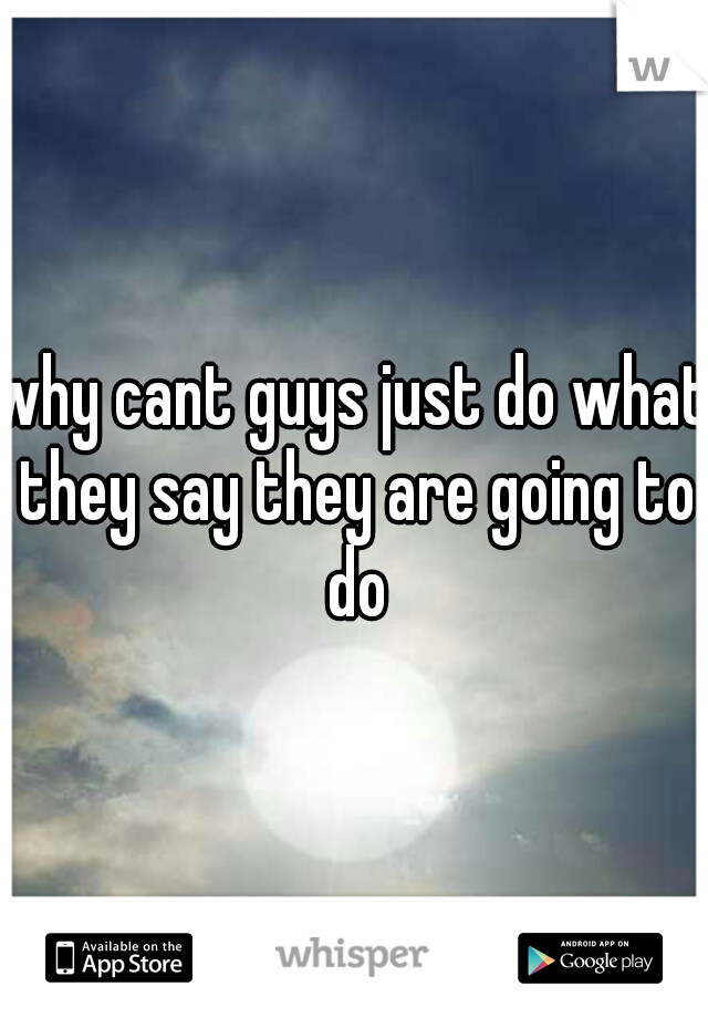 why cant guys just do what they say they are going to do