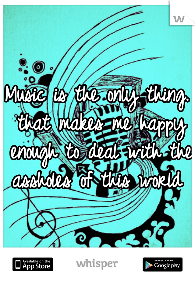 Music is the only thing. that makes me happy enough to deal with the assholes of this world  