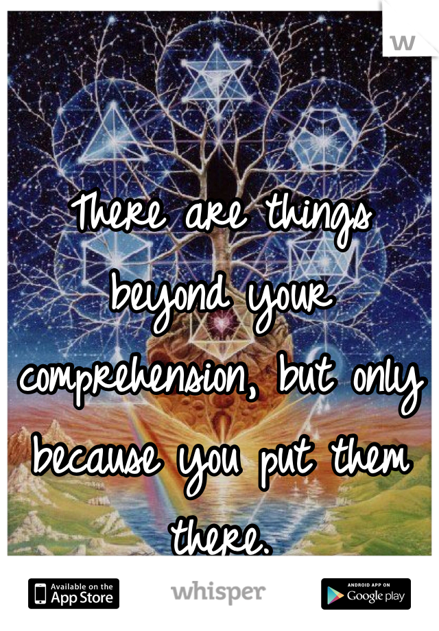 There are things beyond your comprehension, but only because you put them there.