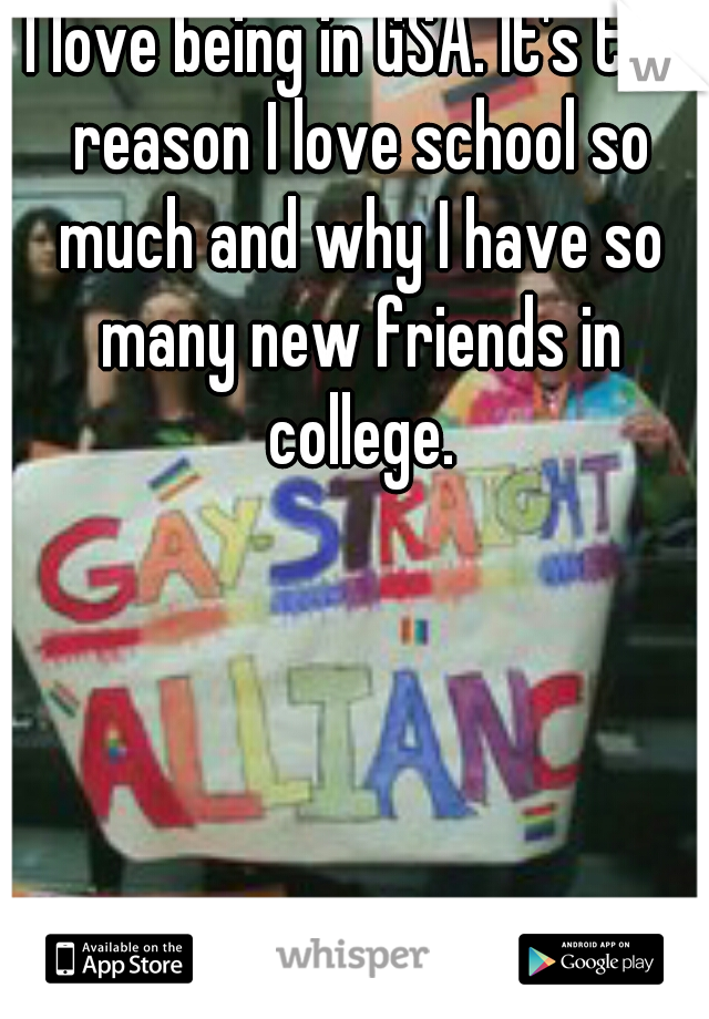 I love being in GSA. It's the reason I love school so much and why I have so many new friends in college.