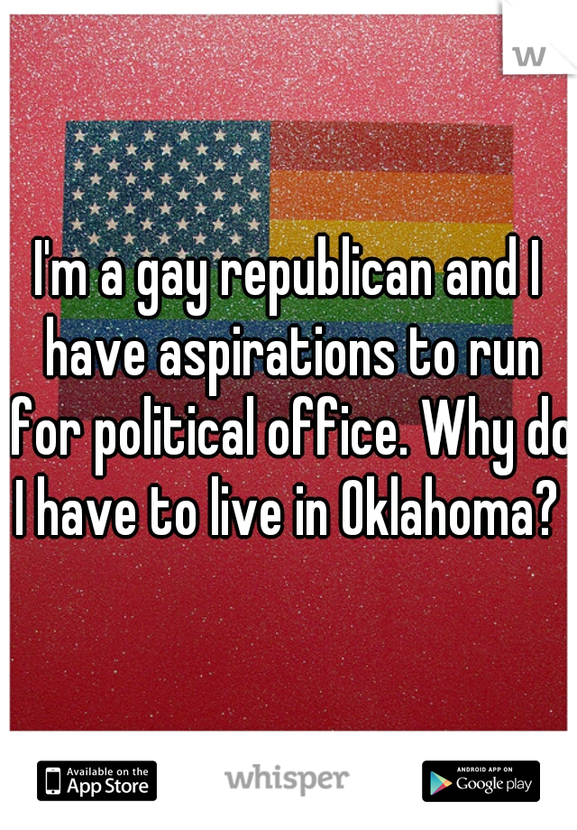 I'm a gay republican and I have aspirations to run for political office. Why do I have to live in Oklahoma? 