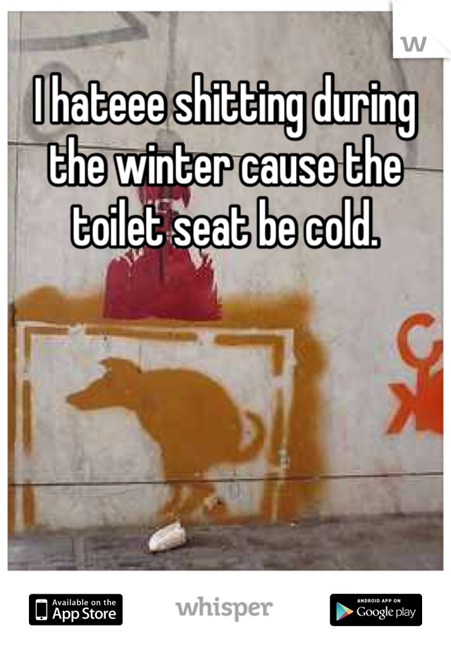 I hateee shitting during the winter cause the toilet seat be cold.