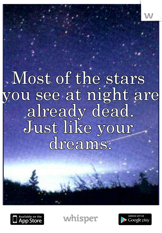 Most of the stars you see at night are already dead.
Just like your dreams.