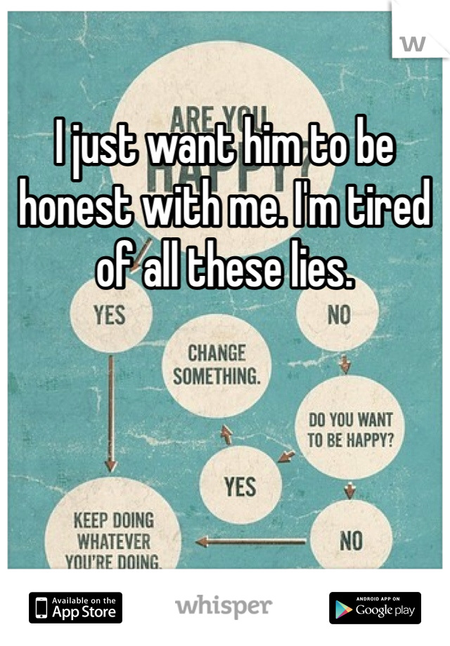 I just want him to be honest with me. I'm tired of all these lies. 