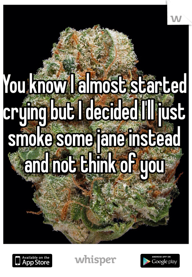 You know I almost started crying but I decided I'll just smoke some jane instead and not think of you