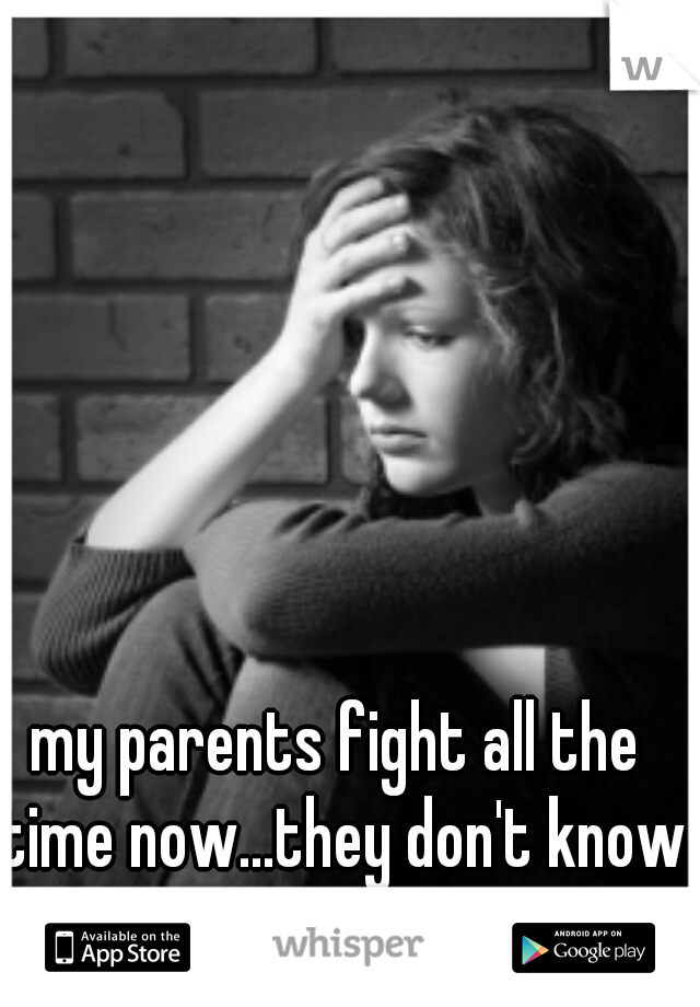 my parents fight all the time now...they don't know how bad it hurts me. :'(