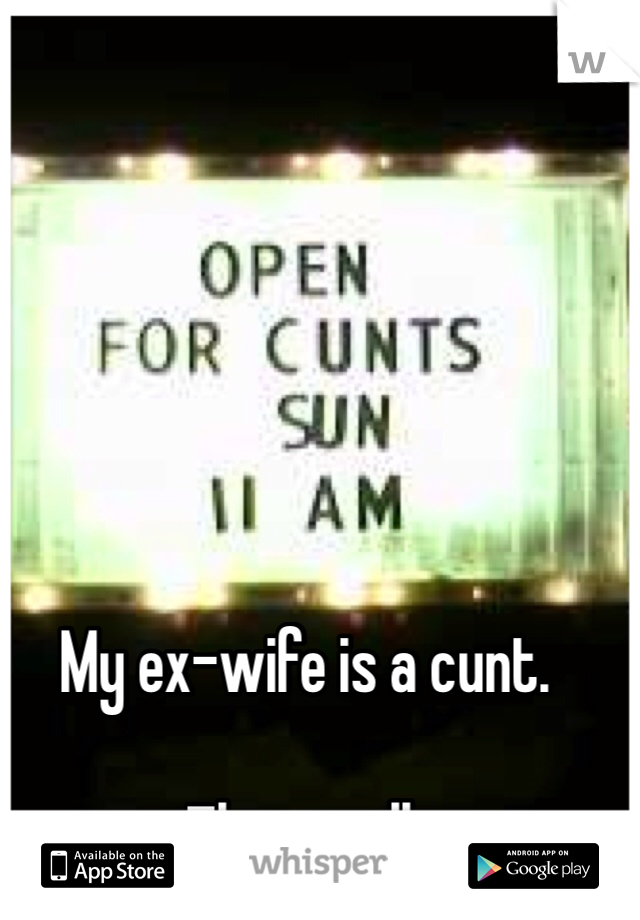 My ex-wife is a cunt. 

That is all. 