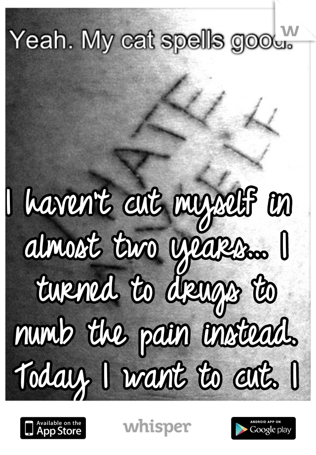 I haven't cut myself in almost two years... I turned to drugs to numb the pain instead. Today I want to cut. I need help. 