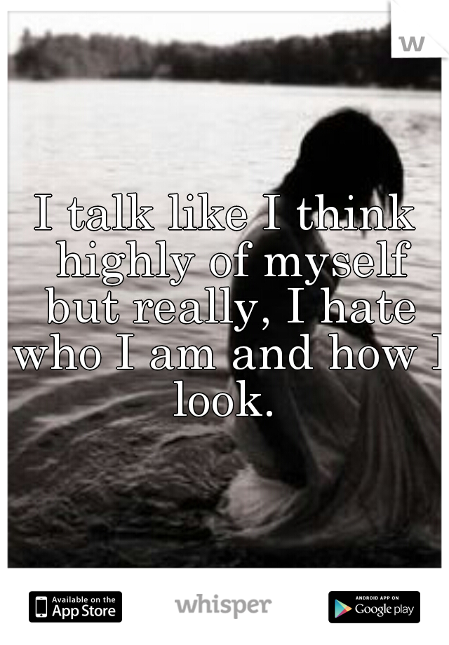 I talk like I think highly of myself but really, I hate who I am and how I look. 