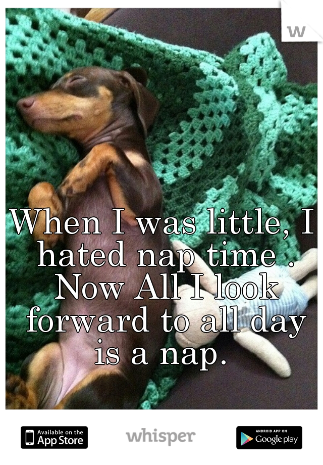 When I was little, I hated nap time . Now All I look forward to all day is a nap. 