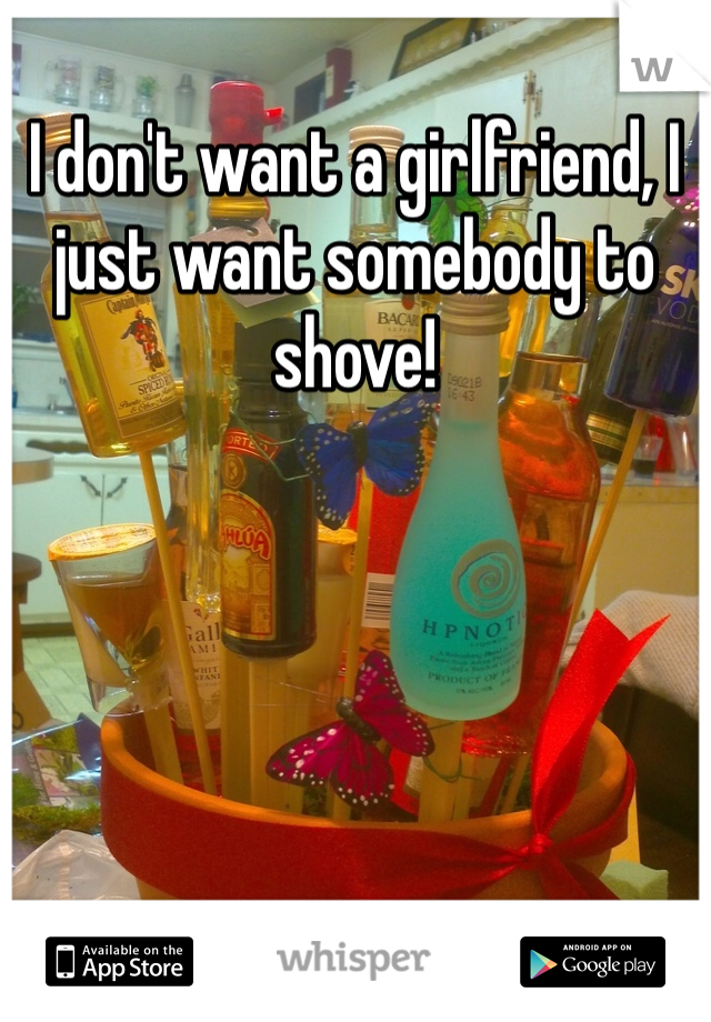 I don't want a girlfriend, I just want somebody to shove!