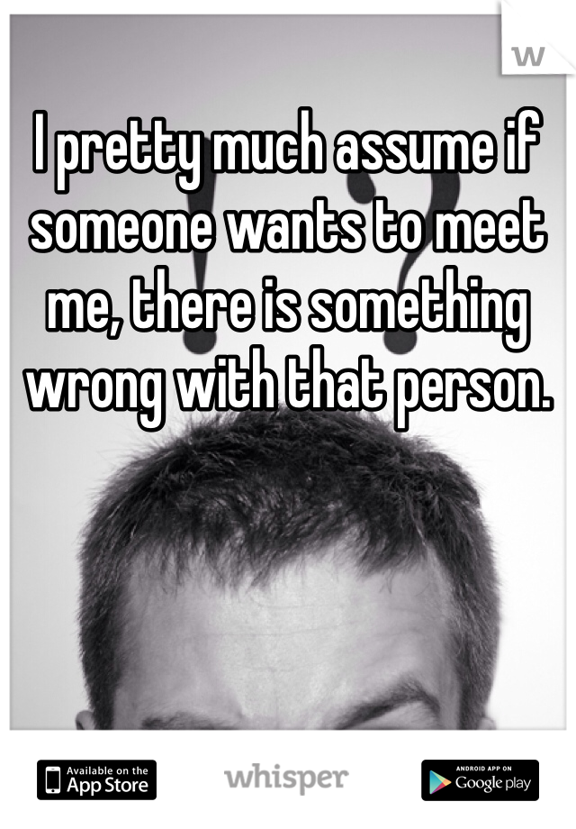 I pretty much assume if someone wants to meet me, there is something wrong with that person.