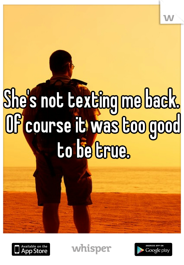 She's not texting me back. Of course it was too good to be true.