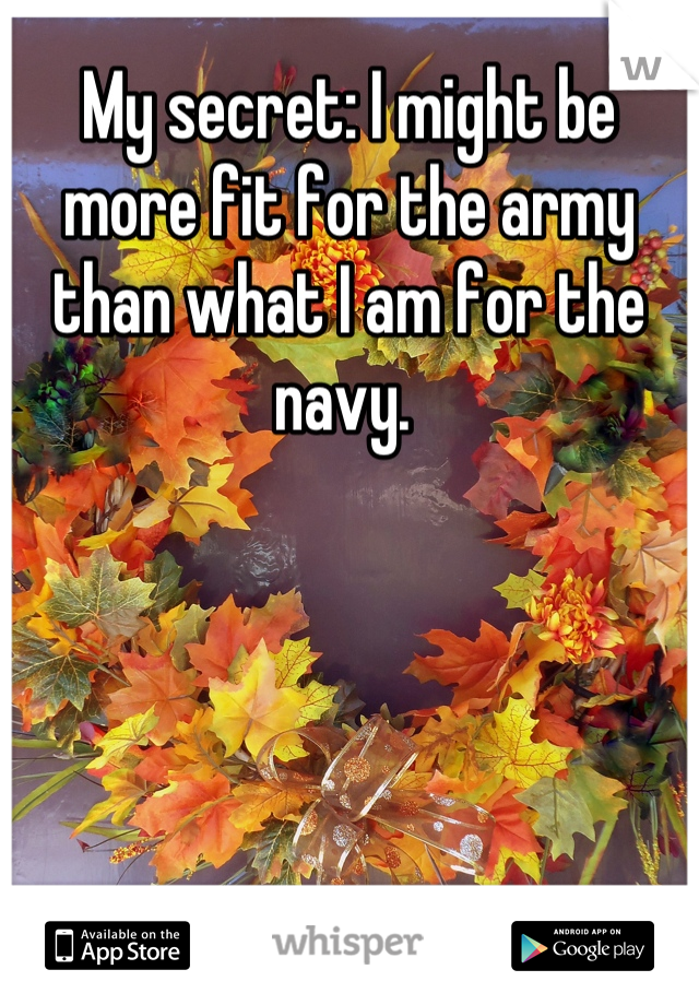 My secret: I might be more fit for the army than what I am for the navy. 