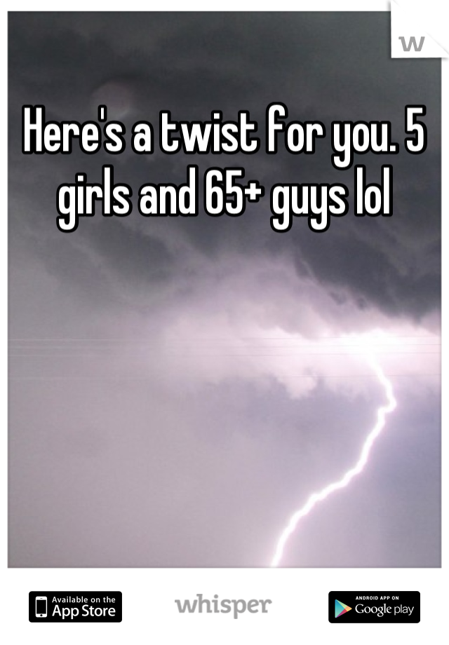 Here's a twist for you. 5 girls and 65+ guys lol