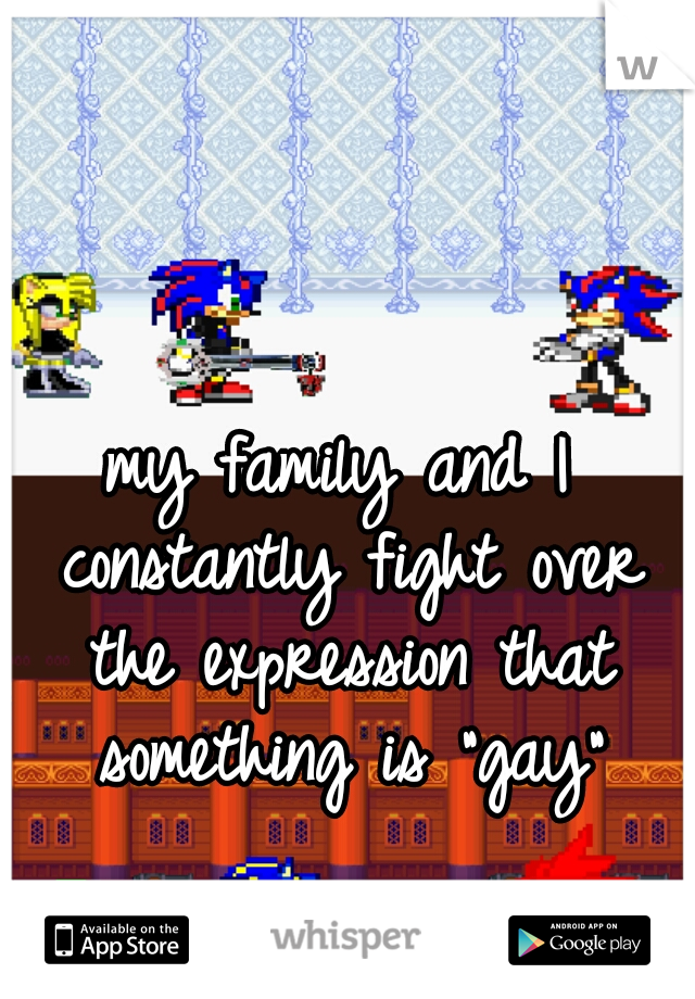 my family and I constantly fight over the expression that something is "gay"