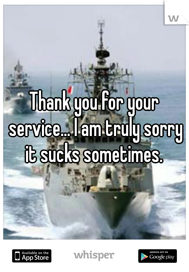 Thank you for your service... I am truly sorry it sucks sometimes. 