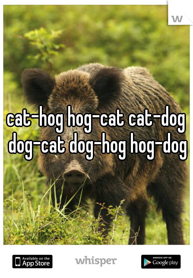 cat-hog hog-cat cat-dog dog-cat dog-hog hog-dog