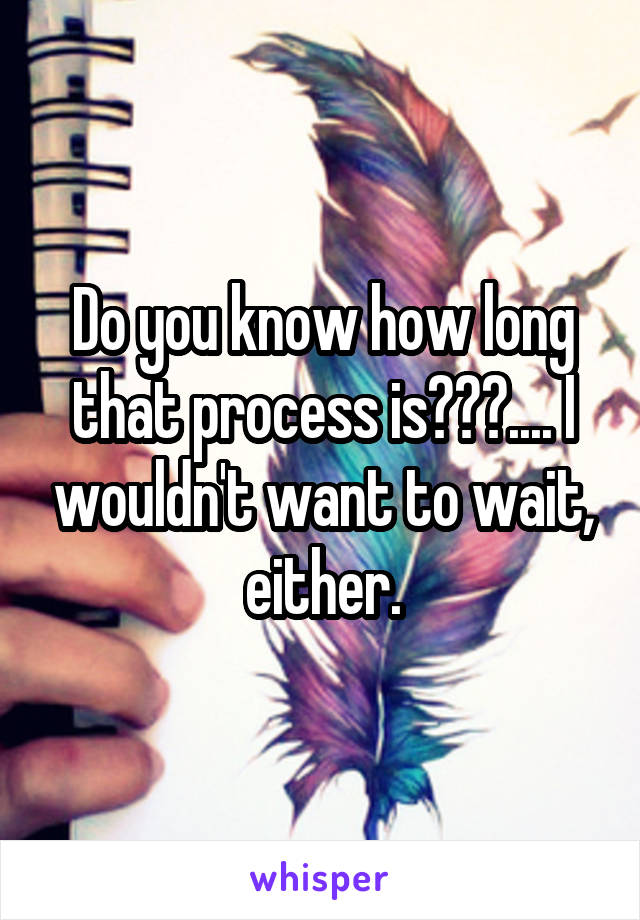 Do you know how long that process is???.... I wouldn't want to wait, either.