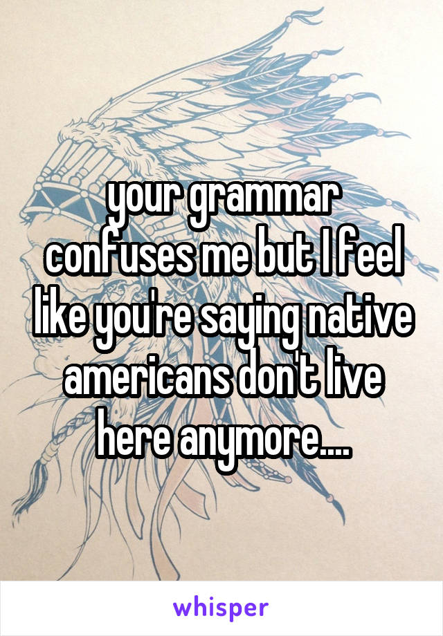 your grammar confuses me but I feel like you're saying native americans don't live here anymore....