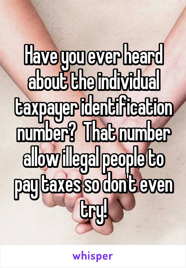 Have you ever heard about the individual taxpayer identification number?  That number allow illegal people to pay taxes so don't even try!