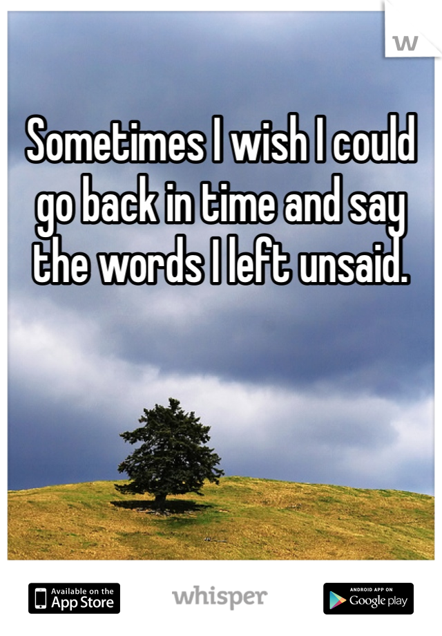 Sometimes I wish I could go back in time and say the words I left unsaid.