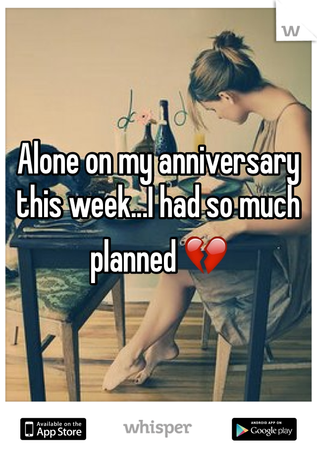 

                                                                    Alone on my anniversary this week...I had so much planned 💔