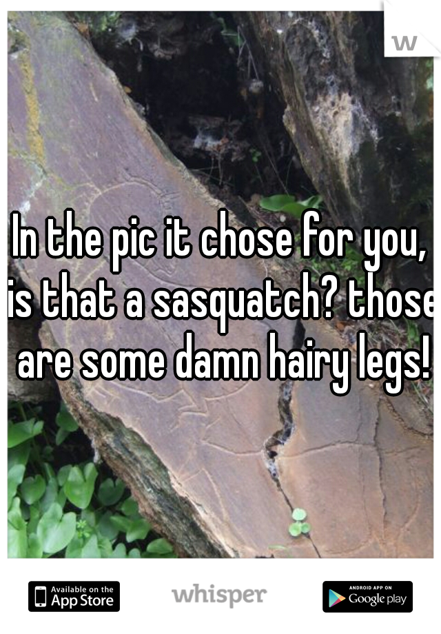 In the pic it chose for you, is that a sasquatch? those are some damn hairy legs!