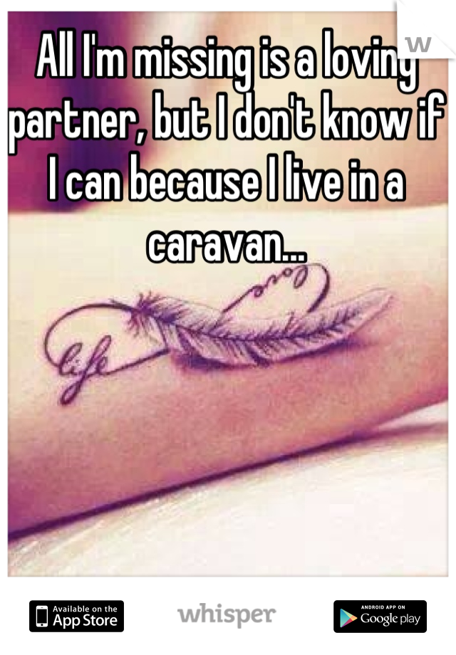 All I'm missing is a loving partner, but I don't know if I can because I live in a caravan...