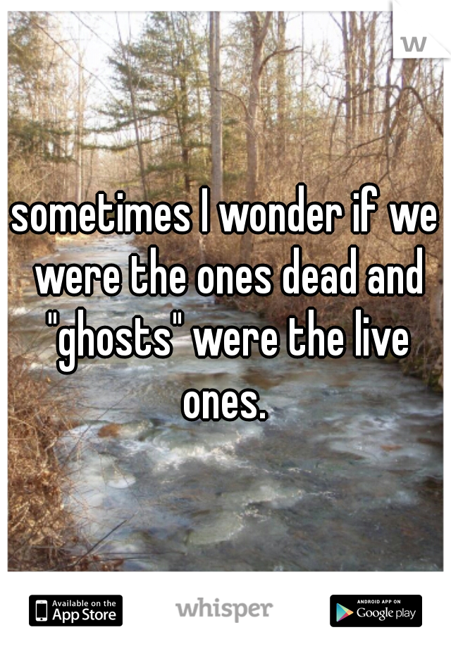 sometimes I wonder if we were the ones dead and "ghosts" were the live ones. 