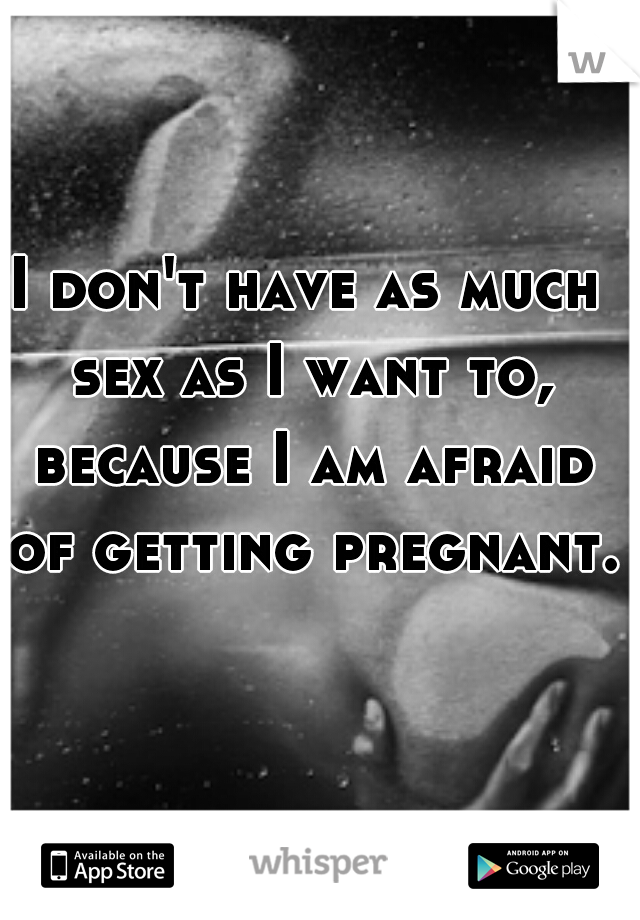 I don't have as much sex as I want to, because I am afraid of getting pregnant..