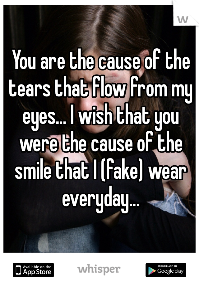 You are the cause of the tears that flow from my eyes... I wish that you were the cause of the smile that I (fake) wear everyday...