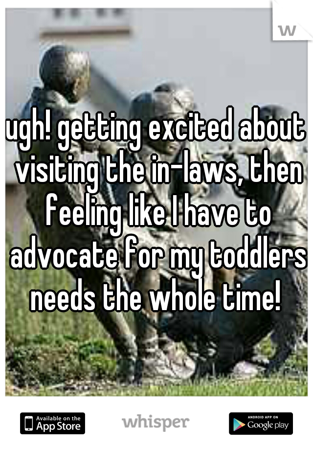 ugh! getting excited about visiting the in-laws, then feeling like I have to advocate for my toddlers needs the whole time! 