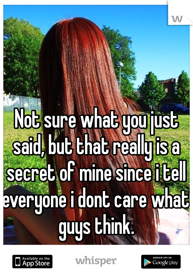 Not sure what you just said, but that really is a secret of mine since i tell everyone i dont care what guys think.