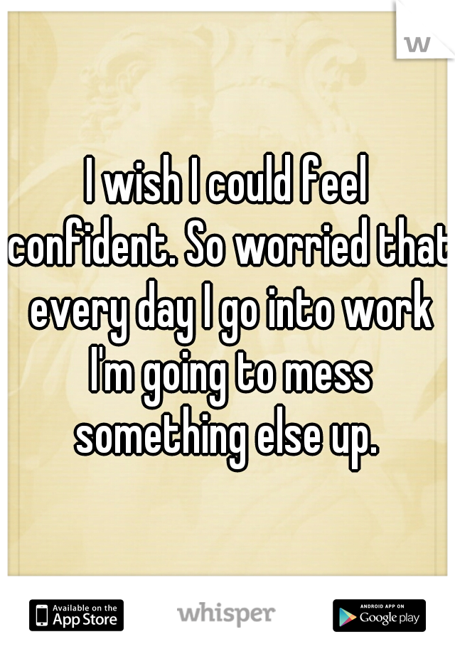 I wish I could feel confident. So worried that every day I go into work I'm going to mess something else up. 