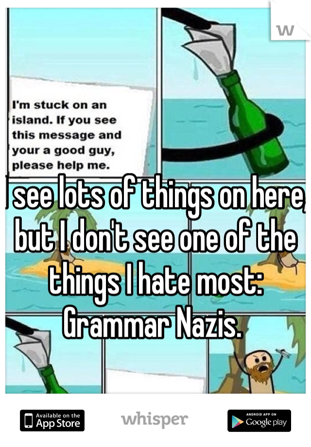 I see lots of things on here, but I don't see one of the things I hate most:
Grammar Nazis. 