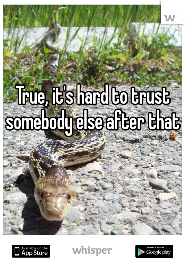 True, it's hard to trust somebody else after that 