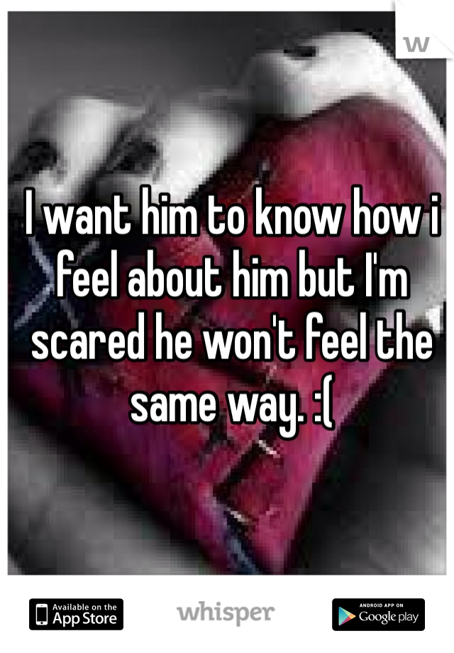 I want him to know how i feel about him but I'm scared he won't feel the same way. :(