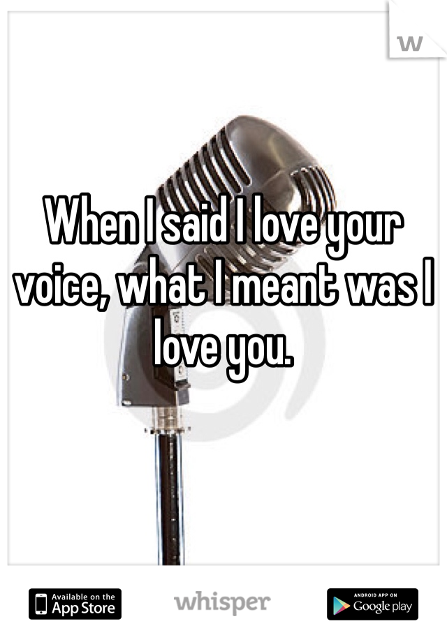 When I said I love your voice, what I meant was I love you. 