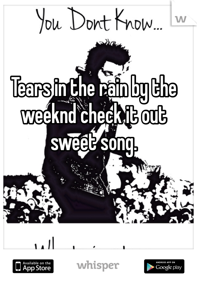 Tears in the rain by the weeknd check it out sweet song.