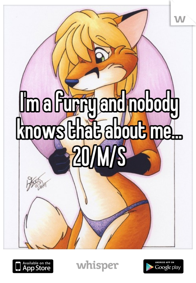 I'm a furry and nobody knows that about me...
20/M/S