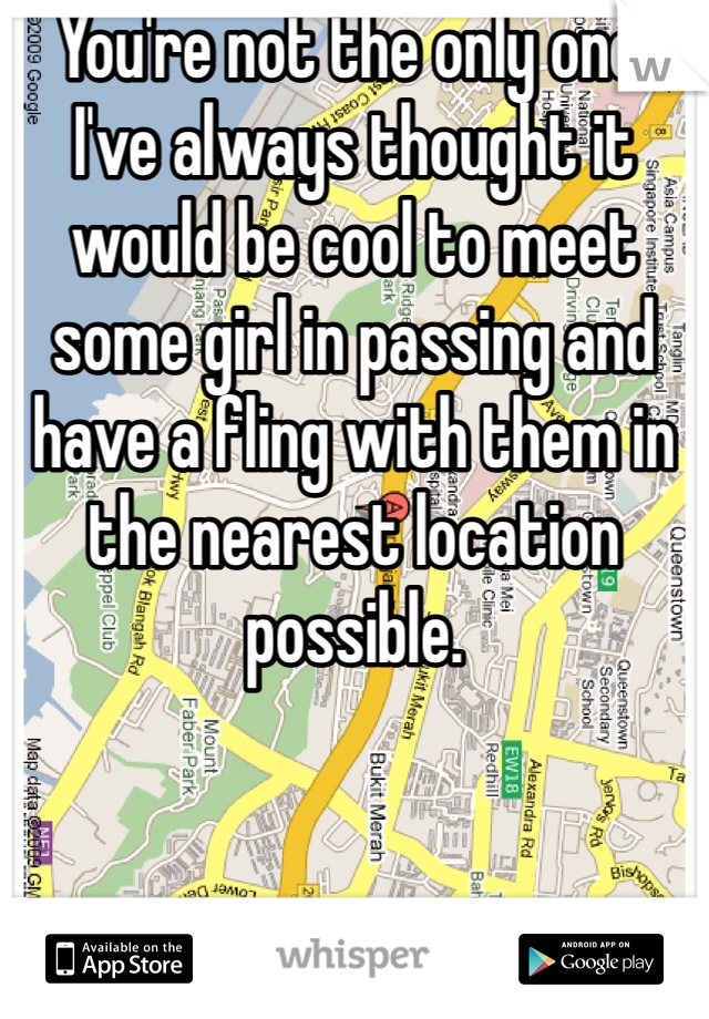 You're not the only one.  I've always thought it would be cool to meet some girl in passing and have a fling with them in the nearest location possible.  