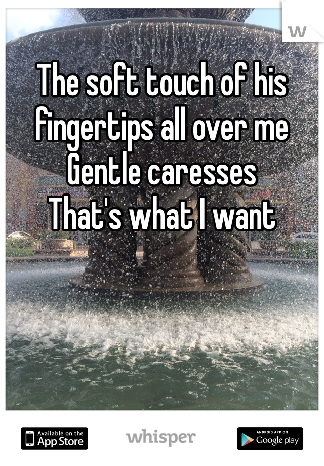 The soft touch of his fingertips all over me
Gentle caresses 
That's what I want