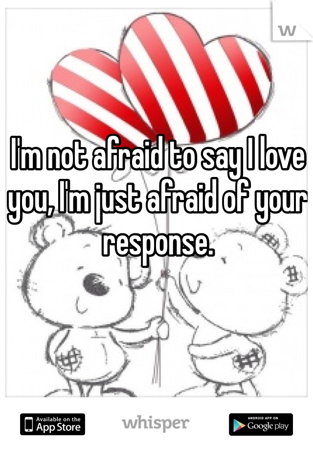 I'm not afraid to say I love you, I'm just afraid of your response. 