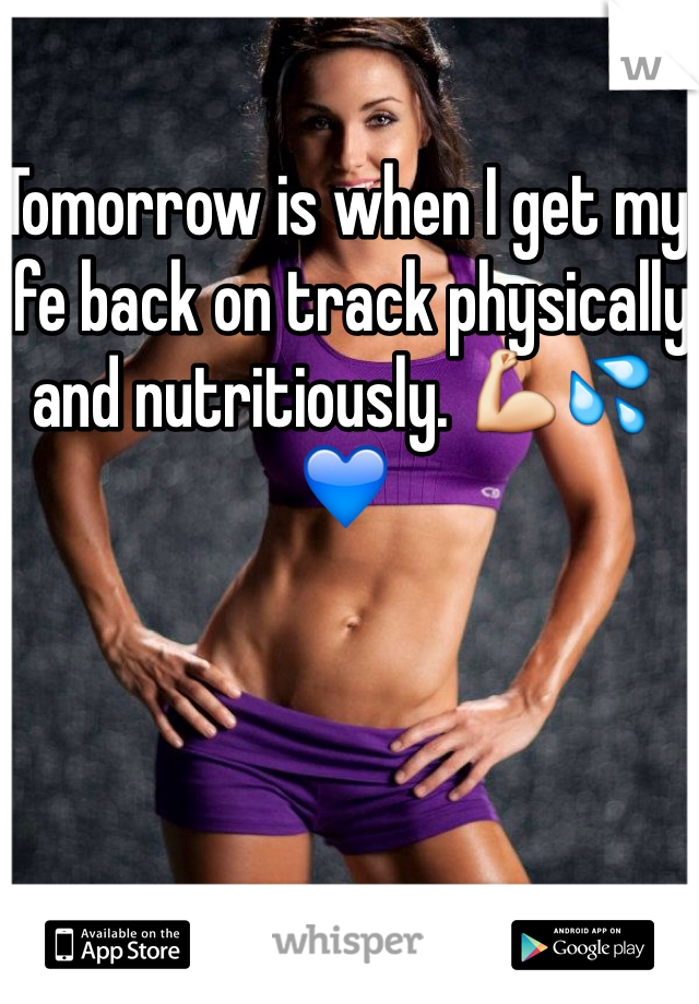 Tomorrow is when I get my life back on track physically and nutritiously. 💪💦💙